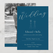 Elegante minimalistische koningin bruiloft uitnodi kaart (Voorkant / Achterkant)