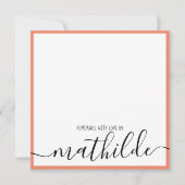 Elegante minimalistische koraal rand zwart script  notitiekaartje (Voorkant)