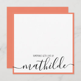 Elegante minimalistische koraal rand zwart script notitiekaartje