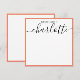 Elegante minimalistische koraal strips zwart scrip notitiekaartje