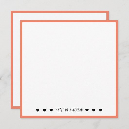 Elegante minimalistische koraalgrens typografie na notitiekaartje (Voorkant / Achterkant)