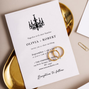 Elegante Minimalistische Kroonluchter Bruiloft Kaart