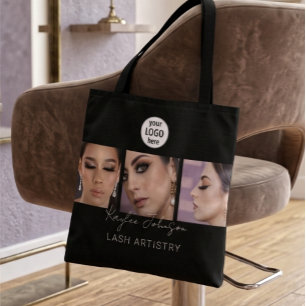 Elegante Minimalistische Lash Artist Foto's Logo Tote Bag