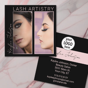 Elegante Minimalistische Lash Artist Foto's Logo Vierkante Visitekaartje