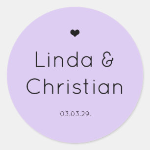 Elegante minimalistische lavendel bruiloft ronde sticker