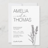 Elegante minimalistische lavendel kalligrafie brui kaart (Voorkant)