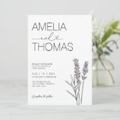 Elegante minimalistische lavendel kalligrafie brui kaart (Staand voorkant)
