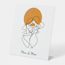 Elegante minimalistische lesbische lijn kunst reclamebord met voetstuk