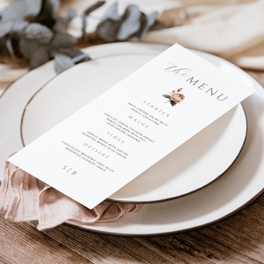 Elegante Minimalistische Licht Roze Roos Bruilofts Menu