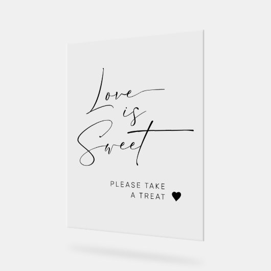 Elegante minimalistische liefde is zoete bruiloft  acryl bord (Hoek)