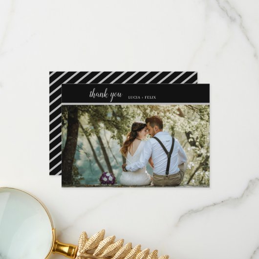 Elegante minimalistische lijn typografie foto bedankkaart (Voorkant / Achterkant in situ)