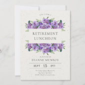 Elegante minimalistische Lila bloemenpensionering Kaart (Voorkant)