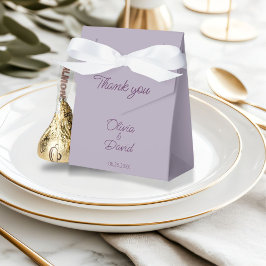Elegante minimalistische lila bruiloft bedankdoosjes