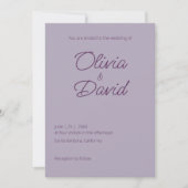 Elegante minimalistische lila waas bruiloft kaart (Voorkant)