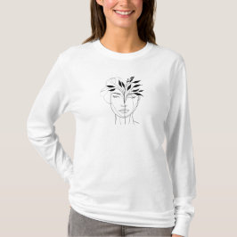 Elegante minimalistische line art vrouwen lange mo t-shirt
