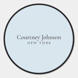Elegante minimalistische luxe boetiek zwart/blauw ronde sticker