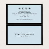 Elegante minimalistische luxe boetiek zwart/blauw visitekaartje (Buitenkant ongevouwen)
