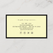 Elegante minimalistische luxe boetiek zwart/geel visitekaartje (Achterkant)