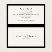 Elegante minimalistische luxe boetiek zwart/ivoor visitekaartje (Buitenkant ongevouwen)