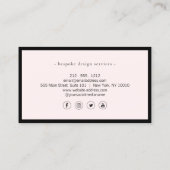Elegante minimalistische luxe boetiek zwart/lt roz visitekaartje (Achterkant)