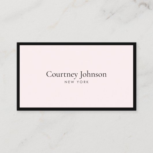 Elegante minimalistische luxe boetiek zwart/lt roz visitekaartje (Voorkant)