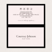 Elegante minimalistische luxe boetiek zwart/lt roz visitekaartje (Buitenkant ongevouwen)