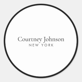 Elegante minimalistische luxe boetiek zwart/wit ronde sticker