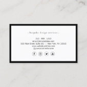 Elegante minimalistische luxe boetiek zwart/wit visitekaartje (Achterkant)