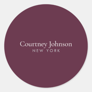 Elegante Minimalistische Luxe Boutique Burgundy Ronde Sticker