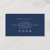 Elegante minimalistische luxe boutique marine blau visitekaartje (Achterkant)