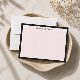 Elegante Minimalistische Luxe Winkel Zwart/Roze Notitiekaartje