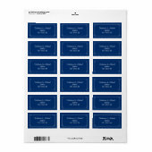 Elegante minimalistische marine blauw en wit bruil etiket (Full Sheet)