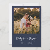 Elegante minimalistische marine blauw foto moderne kaart (Achterkant)