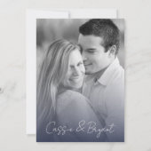 Elegante minimalistische marine blauw moderne foto kaart (Achterkant)