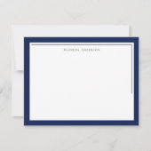 Elegante minimalistische marine blauw twee grens n notitiekaartje (Voorkant)