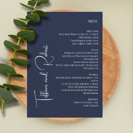Elegante minimalistische marine blauwe grote namen menu