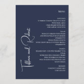 Elegante minimalistische marine blauwe grote namen menu (Voorkant)