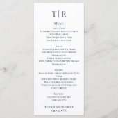 Elegante minimalistische marine blauwe letters bru menu (Voorkant)