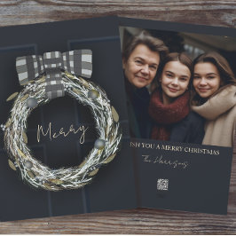 Elegante minimalistische marine krans feestdagenkaart