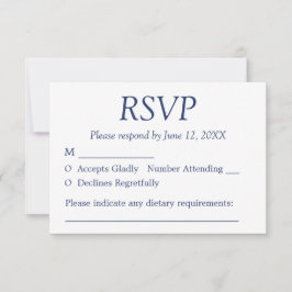 Elegante minimalistische marineblauw bruiloft RSVP Kaartje