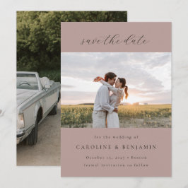 Elegante Minimalistische Mauve Scriptie Trouw Twee Save The Date