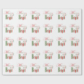 Elegante minimalistische "Merry and Bright" rood e Cadeaupapier (Vlak)