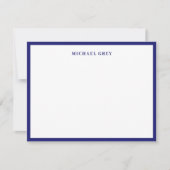 Elegante minimalistische Midnight Blue naam Border Notitiekaartje (Voorkant)