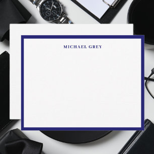 Elegante minimalistische Midnight Blue naam Border Notitiekaartje