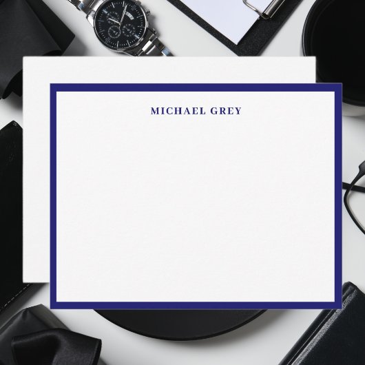 Elegante minimalistische Midnight Blue naam Border Notitiekaartje