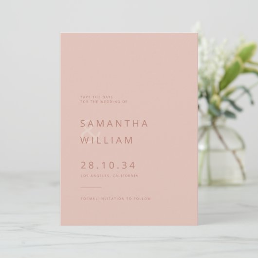 Elegante minimalistische mix & match moderne bruil save the date (Staand voorkant)