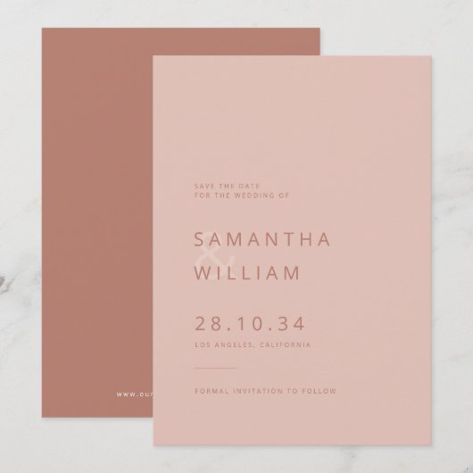 Elegante minimalistische mix & match moderne bruil save the date (Voorkant / Achterkant)