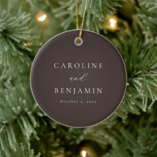 Elegante Minimalistische Mocha Bruine Calligrafie  Keramisch Ornament