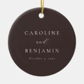Elegante Minimalistische Mocha Bruine Calligrafie Keramisch Ornament (Voorkant)