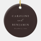 Elegante Minimalistische Mocha Bruine Calligrafie Keramisch Ornament (Achterkant)